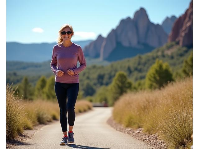 An active older adult in Boulder enjoying a walking trail, demonstrating vitality and mobility.