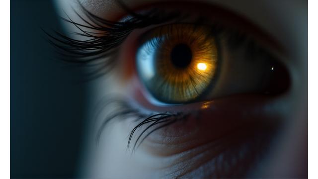Focused eye on a subtle light