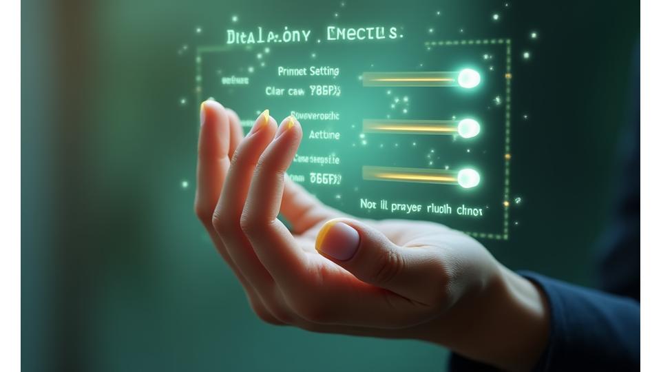 A hand interacting with a holographic interface displaying privacy settings and control toggles, symbolizing user empowerment and control over personal data